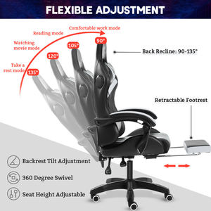 AJUNION ayarlanabilir oyun sandalyesi RGB ışıkları ile ergonomik tasarım rahat bel desteği ofis ve oyun alanları için mükemmel - Product Image 6