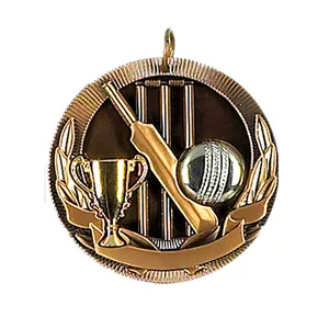 Custom Gold Zinklegering Spuitgieten Sport Cricket Medaille