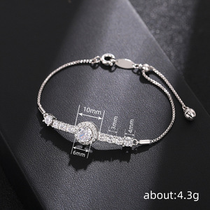 Round Zircon <b>Bracelet</b> Women Fashion Elegant Daily Wear Adjustable Chic Statement Jewelry - Product Image 4