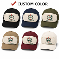 Casquette de sport unisexe personnalisée à 6 panneaux en nylon imperméable avec fermeture éclair réglable et poche avant zippée, style color block