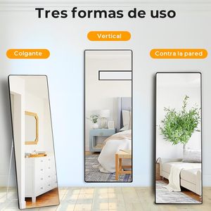 <span class=keywords><strong>Miroir</strong></span> sur pied noir à bord étroit, pleine longueur, <span class=keywords><strong>avec</strong></span> support métallique, idéal pour dressing et entrée, vente en gros directe usine - Product Image 3