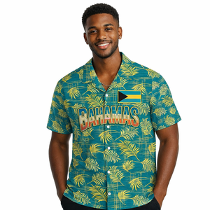 Nouvelle conception Chemise boutonnée pour homme style hawaïen Bahamas à imprimé intégral, motif Jour de la Libération des Bahamas, <span class=keywords><strong>haut</strong></span> cardigan, chemise drapeau des Bahamas - Product Image 1