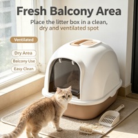 Bac à litière pour chat à capot coulissant, anti-éclaboussures, avec pédale, anti-odeur, en PP robuste, pour intérieur