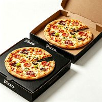 Boîte à pizza en carton ondulé noir personnalisable multi-tailles avec logo, emballage alimentaire jetable, résistant à l'huile, pour livraison à emporter