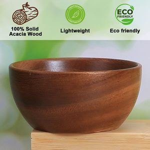 Ensemble de saladiers en bois d'acacia, design classique, bols de service en bois écologiques, 5 ou 8 pièces pour les fêtes - Product Image 6