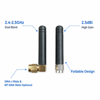 Antenne WiFi pliable à 90 degrés, double bande 2.4-2.5GHz, 2.5dBi, gain élevé, SMA mâle RP-SMA mâle pour routeur, adaptateur sans fil pour PC