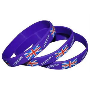 Bracelet en caoutchouc et Silicone personnalisé, pour bijoux, drapeau pays, logo imprimé OEM, quantité minimale de commande 6