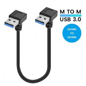 Câble USB 3.<span class=keywords><strong>0</strong></span> mâle-mâle coudé à double angle droit de 90 degrés, haute vitesse de synchronisation des données et charge rapide pour ordinateur et voiture - Product Image 2