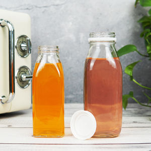 <span class=keywords><strong>Newray</strong></span> réutilisable bon stock bouteilles en verre carrées françaises transparentes de haute qualité avec couvercle en plastique fournir personnalisation - Product Image 2