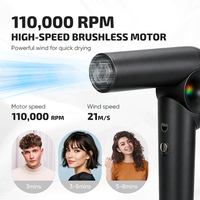 Sèche-cheveux pliable à ions négatifs haute vitesse, électrique, portable, professionnel, de haute qualité, avec diffuseur