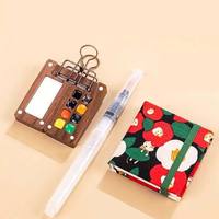 Kit de peinture portable scintillant pour aquarelle, acrylique et huile, format voyage, avec palette en bois, pinceau rechargeable et livre