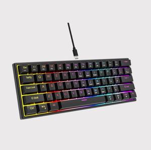 Teclado mecánico para juegos con cable, ultracompacto, portátil, mini, de 61 teclas, 60% anti-ghosting, retroiluminación LED, con interruptor azul para jugadores. - Product Image 1