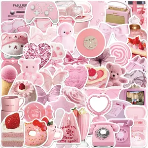 Presentes decorativos impermeável auto-adesivo pvc vinil menina jornal bonito rosa desenhos animados adesivos