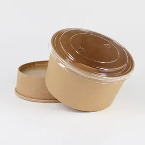 Custom printed disposable take away paper soup bowls with lid,kraft paper soup cup