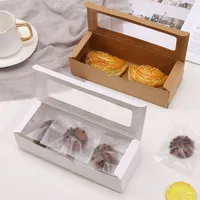 Boîte à biscuits de pâtisserie élégante, impression alimentaire, boîte à rabat en carton ivoire avec fenêtre, finition mate