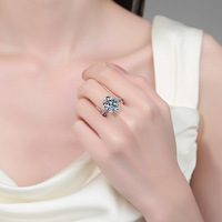 Bague en argent S925 originale avec moissanite ovale de 10 carats (10*14mm) couleur D pour femme, bijoux fins de mariage