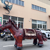 Cheval et dinosaure animatroniques électriques télécommandés pour l'extérieur et l'intérieur, à chevaucher sur scooter, pour centres commerciaux et parcs d'attractions