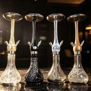 Chicha Moderne en Verre Effet Bois Acier Inoxydable avec Tuyau Unique pour Bar, Salon ou Cadeau - Product Image 4