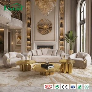 Canapé Boucle Sculptural Luxe en Forme de Croissant, en <span class=keywords><strong>Cuir</strong></span> Véritable Premium, Ensemble de Salon, Personnalisation de Mobilier pour Villa et Maison Entière - Product Image 4