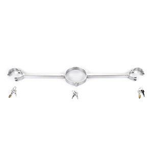 Gioco del sesso delle manette fisse in acciaio inossidabile per adulti a forma di una serratura a bullone - Product Image 3