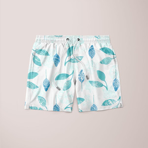 Shorts à motif de feuilles bleues - Product Image 1