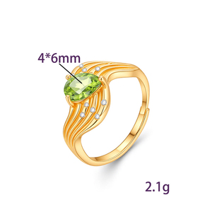 Anillo de Dedo Ajustable de Plata 925 Chapado en Oro con Piedras Naturales en Forma de Pera de 4*6mm, Antideslustre, Joyería para Fiestas - Product Image 6