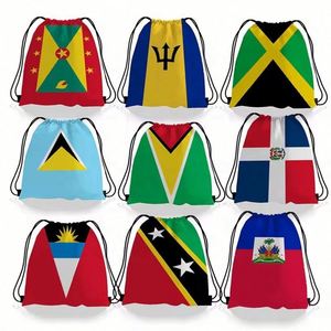 Waterproof Polyester Fashion Unisex National Flag Team Football Fans <b>Drawstring</b> <b>Backpack</b> for Soccer Italy Jamaica - Product Image 4