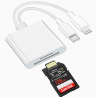 Lecteur de carte OTG haute vitesse, Type-C 2-en-1 pour téléphone portable/ordinateur, carte TF/SD, certification CE transfrontalière