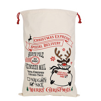 Sacs de Noël en toile réutilisables avec cordon de serrage en coton, sacs cadeaux vintage, décorations de sapin de Noël, cadeaux de fête, vente en gros
