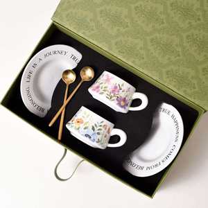 Ensemble de tasses à café promotionnelles avec boîte cadeau à motif floral pour les événements d'ouverture - Product Image 4