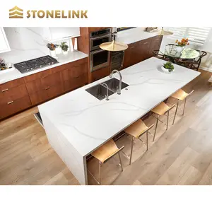 Stonelink Quartzo Stone Kopers Ruwe Kwarts Witte Natuurlijke Werkbladen Ijdelheid Tops Aanrecht Kwarts Marmeren Plaat Calacatta Wit