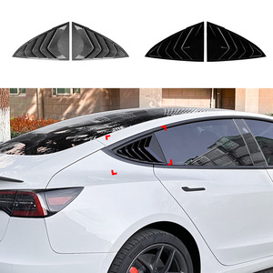 Tesla Model 3 Rear Window Louver Car Decals Piano Black Carbon Fiber Texture Adhesive ABS Exterior Modification 2017-2024 - Product Image 1