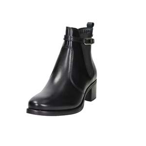 Bottines pour femmes Keys K-11385 en cuir noir à talon bloc style Chelsea - Product Image 2