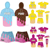 Ensemble de maillots personnalisés à manches courtes pour jeunes, motif goutte de crème glacée, pour activités de plein air, baseball, softball et entraînement