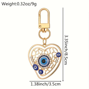 พวงกุญแจโลหะสีน้ำเงินสไตล์เรโทร พวงกุญแจรถยนต์ งานฝีมือทำมือ จี้ตาปีศาจประดับเพชรน้ำ สำหรับเป็นของขวัญ - Product Image 2