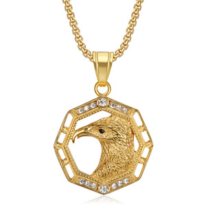 Hiphop Zircon Animal Étanche À L'eau Engravable En Acier Inoxydable Bijoux Pendentif Colliers Pvd 18K Plaqué Or 2024 pour Femmes Hommes - Product Image 3