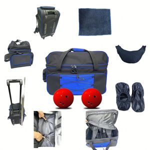 Sacs de bowling à roulettes pratiques avec compartiment à chaussures spacieux, en tissu Oxford, taille 21 pouces, pour deux balles, style tendance pour la salle de sport et l'extérieur - Product Image 1