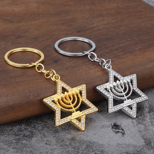 Accesorio creativo, collar <span class=keywords><strong>de</strong></span> <span class=keywords><strong>Jerusalén</strong></span> <span class=keywords><strong>de</strong></span> aleación <span class=keywords><strong>de</strong></span> cristal con incrustaciones <span class=keywords><strong>de</strong></span> diamantes, llavero judío - Product Image 1