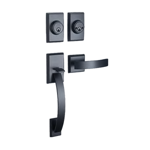 Chất Lượng Cao Sang Trọng Lớn Kéo Tấm Vuông Màu Đen Nhập Phía Trước Cửa Bằng Gỗ Xử Lý Khóa Bộ - Product Image 5