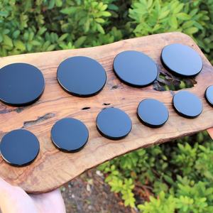 Placa Redonda de Cristal de Cuarzo Obsidiana Negra Natural al por Mayor, Estilo Feng Shui, Forma de Palma, para Meditación o Recuerdo - Product Image 6