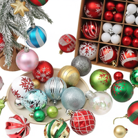 Ensemble de 44 boules de Noël décoratives en plastique peintes, 3 cm et 6 cm, pour décorations de fête et suspendues à l'arbre de Noël