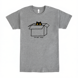 T-shirt Im Not Here con design a forma di gatto grigio, unisex, taglia media per adulti - Product Image 2