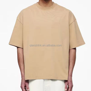 Vente de gros T-shirt uni à épaules tombantes T-shirts d'été surdimensionnés et lourds personnalisés pour hommes T-shirt en coton à manches courtes pour hommes - Product Image 1