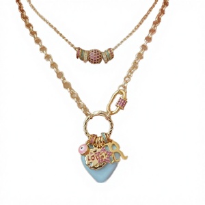 Collier tendance plaqué or avec chaîne à maillons en cuivre et pendentif cœur croix en zircon - Certifié CE - Cadeau pour la fête des mères - Product Image 6
