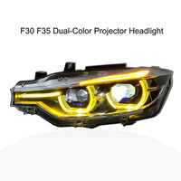 Ensemble de phares LED à projecteur Bi-LED avec feux de jour Angel Eye de style cuillère bicolores jaune et blanc pour BMW Série 3 F30 F35 2013-2018