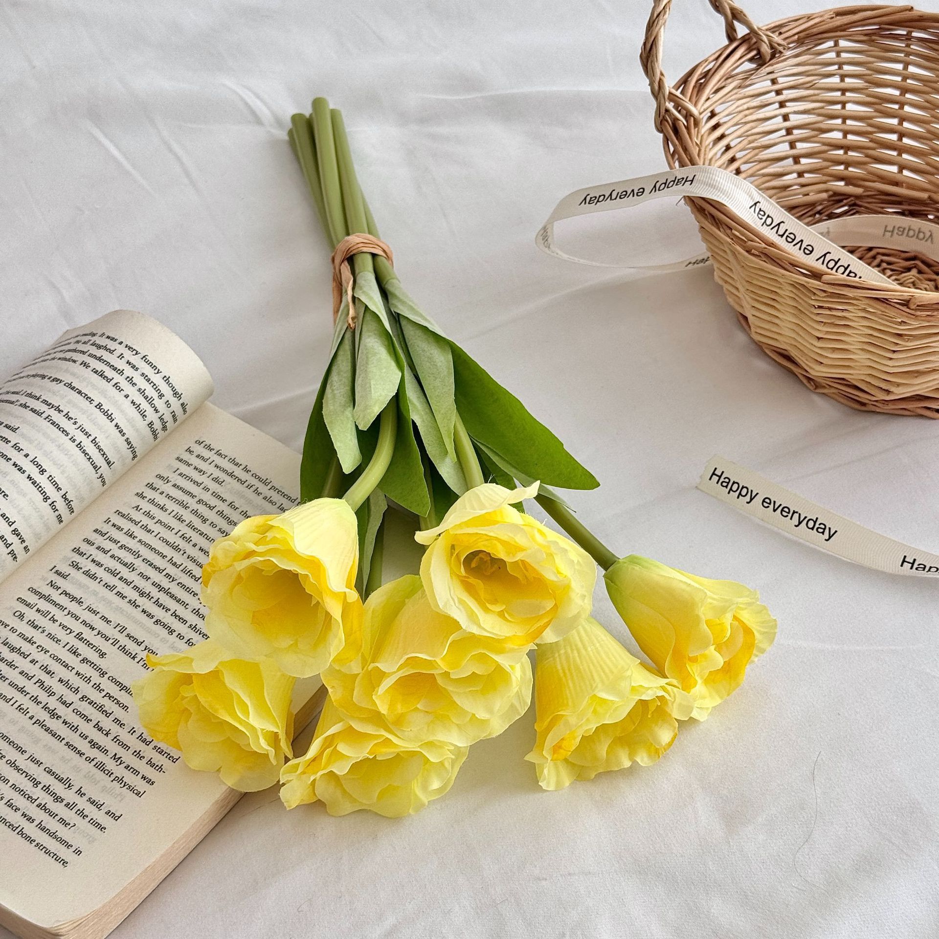 7 bouquets de fleurs de lisianthus jaunes