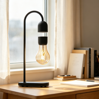 Lámpara de Noche Moderna con Bombilla Magnética Levitante, Decoración Artística, Bombilla de Vidrio Flotante, Lámpara de Mesa Enchufable, Regalo Retro Regulable para el Hogar y la Habitación
