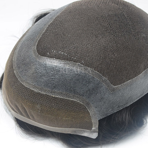 Sistema di Sostituzione <span class=keywords><strong>Capelli</strong></span> Indiani Remy per Uomo, <span class=keywords><strong>Toupet</strong></span> Fatto a Mano in <span class=keywords><strong>Capelli</strong></span> Umani con Base in Pizzo Svizzero - Product Image 4