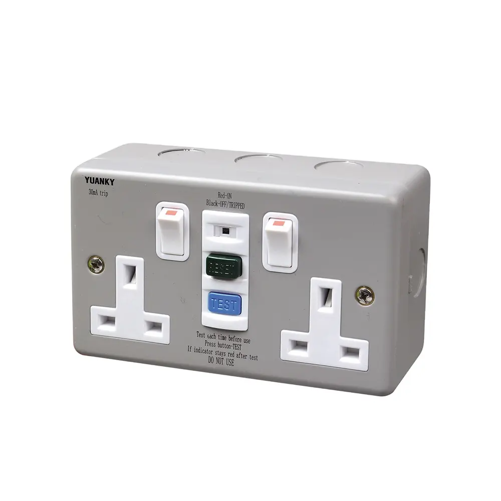 RCD Protected Safety Socket Wall Switch Socket UK Safety 13A 30ma 13A MAX Standard Grounding 10ma 30ma 240V/AC 3months-1year