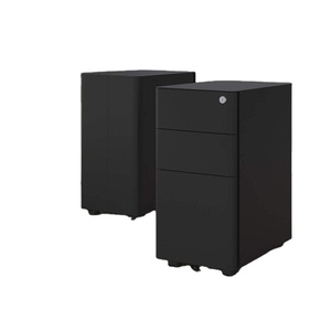 Petite armoire à piétement rond en acier, mobilier de bureau mobile avec 3 tiroirs - Product Image 4